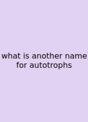 What Is Another Name For Autotrophs